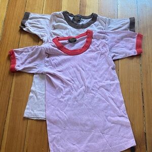 Vintage 70s 80s Elmers sportswear boys Pink and beige plain tees retro set